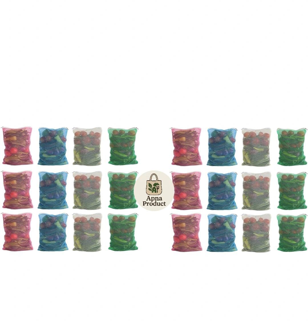 NYLON REUSABLE MESH FRIDGE BAGS FOR STORAGE OF FRUITS & VEGETABLES