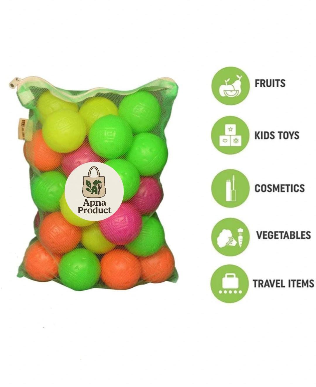 NYLON REUSABLE MESH FRIDGE BAGS FOR STORAGE OF FRUITS & VEGETABLES