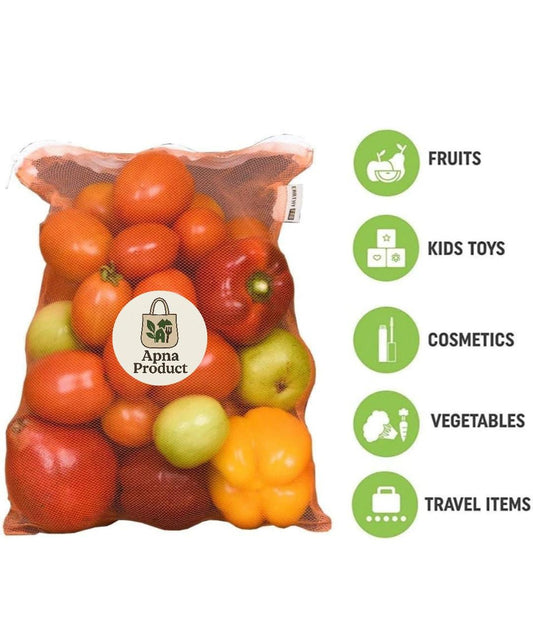 NYLON REUSABLE MESH FRIDGE BAGS FOR STORAGE OF FRUITS & VEGETABLES