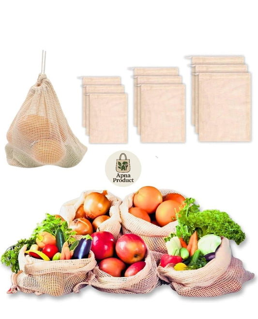 NATURAL COTTON WHITE VEGETABLES BAGS FOR FRIDGE STORAGE