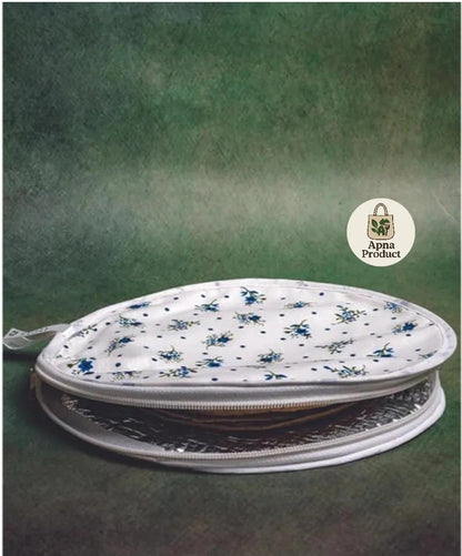 ROUND COTTON ROTI COVER WITH ZIP , CHAPATI COVER ( PACK OF 3 )