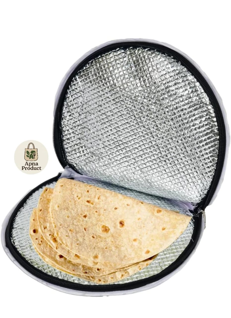 ROUND COTTON ROTI COVER WITH ZIP , CHAPATI COVER ( PACK OF 3 )