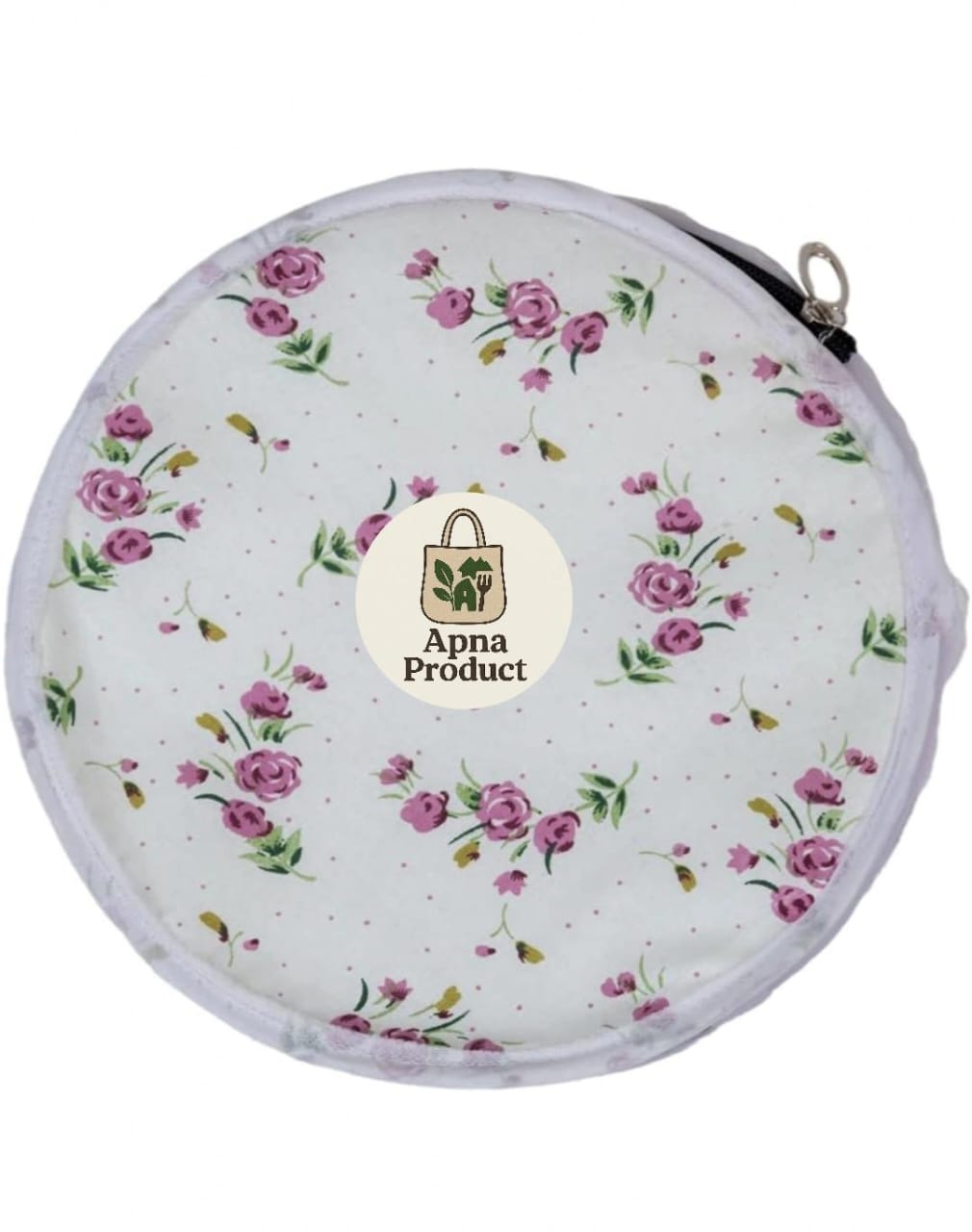 ROUND COTTON ROTI COVER WITH ZIP , CHAPATI COVER ( PACK OF 3 )