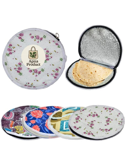 ROUND COTTON ROTI COVER WITH ZIP , CHAPATI COVER ( PACK OF 3 )