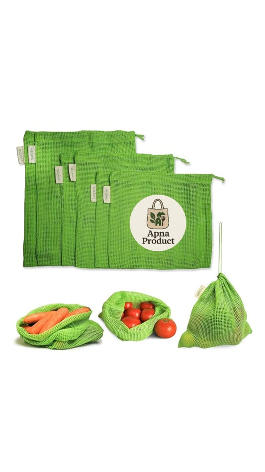 NATURAL COTTON GREEN VEGETABLES BAGS FOR FRIDGE STORAGE
